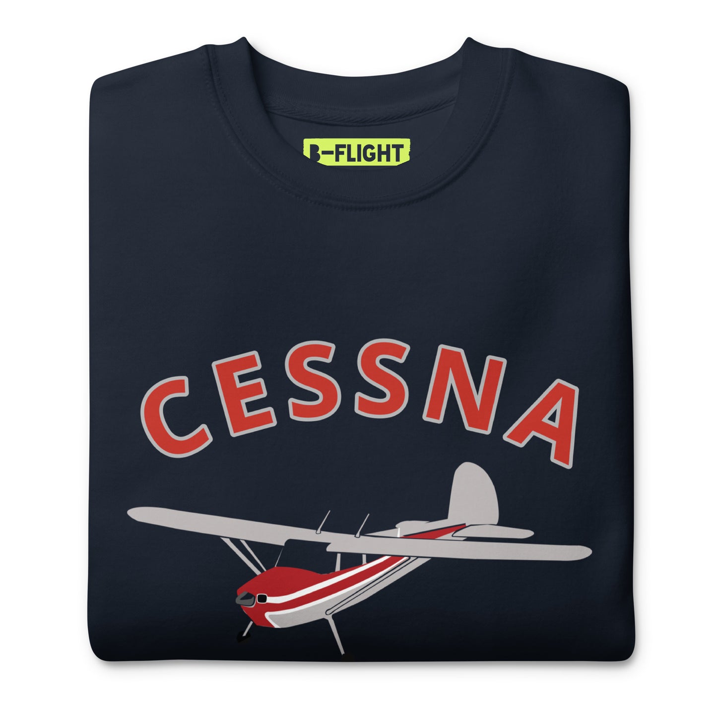 CESSNA 140 Polished grey -red Printed Unisex Cozy Fleece Aviation Premium Sweatshirt