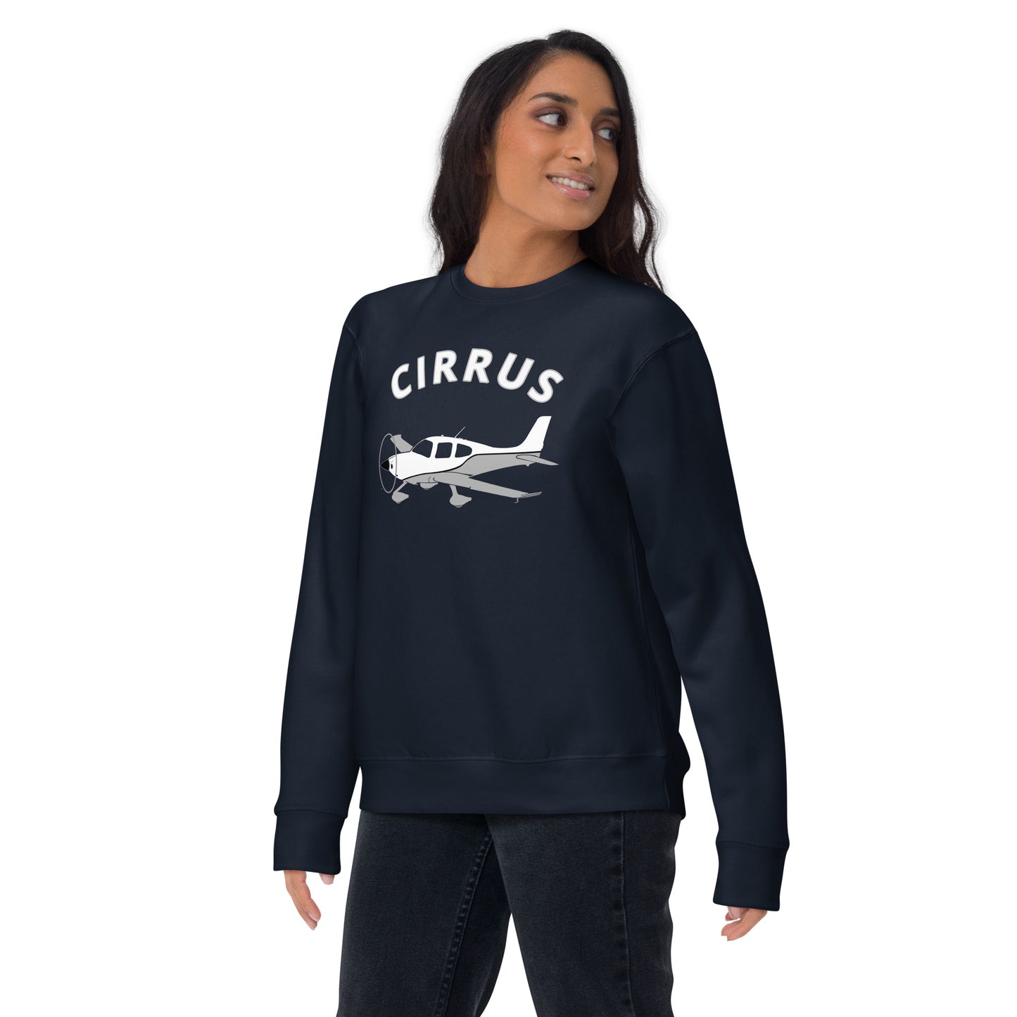 CIRRUS white-grey Printed Unisex Cozy Fleece Aviation Premium Sweatshirt