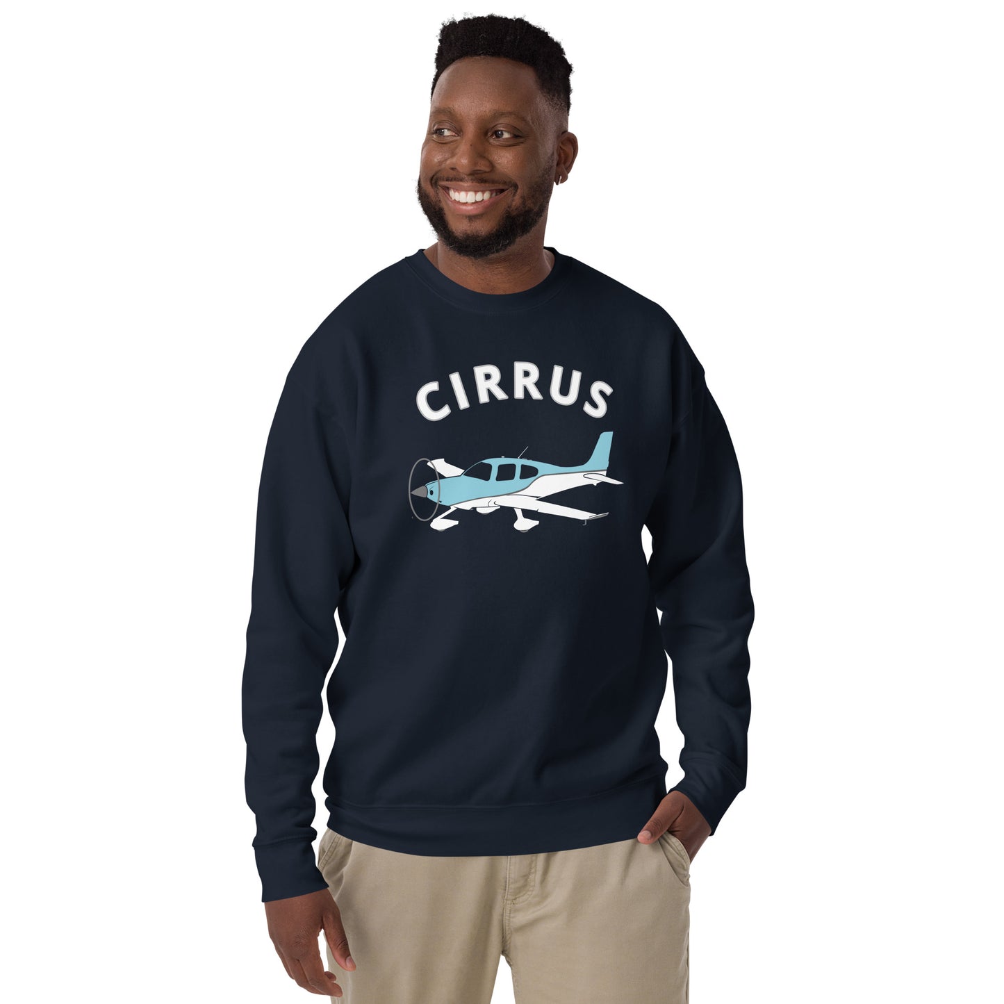 CIRRUS blue-white Printed Unisex Cozy Fleece Aviation Premium Sweatshirt