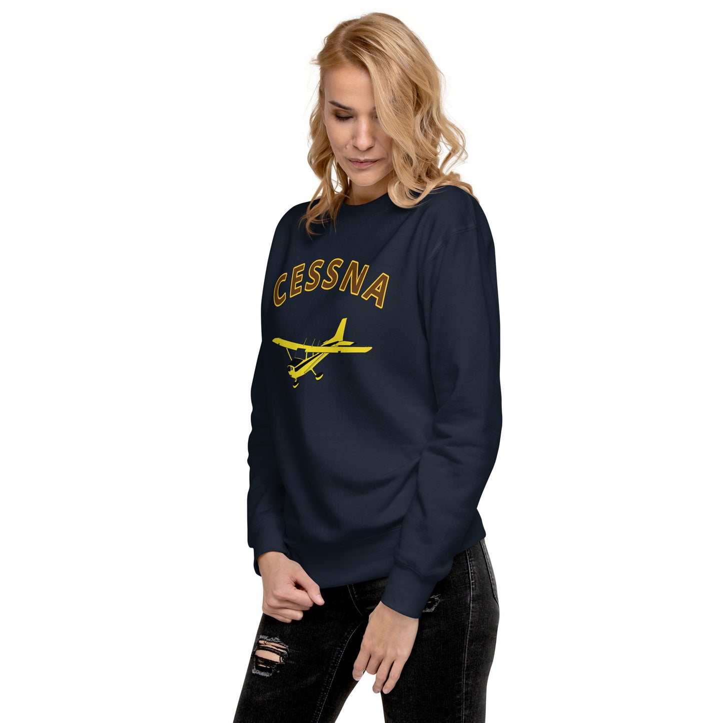 CESSNA 172 Skyhawk retro yellow  Printed Unisex Cozy Fleece Aviation Pullover