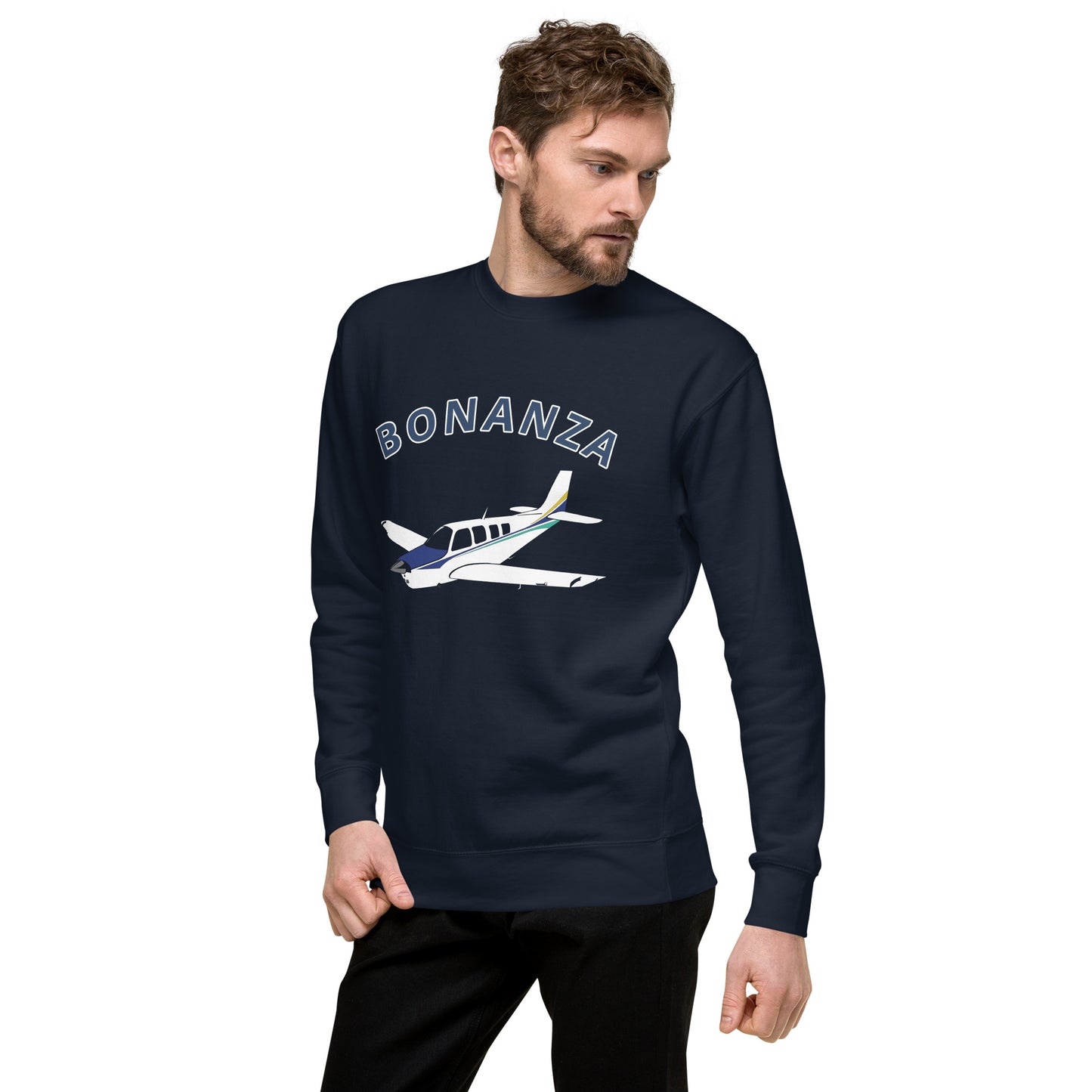 BONAZNA A36 Blue stripe Printed Unisex Cozy Fleece Aviation Premium Sweatshirt.