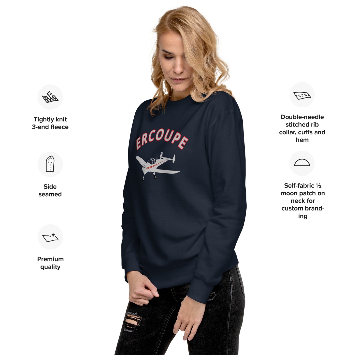 ERCOUPE Printed Unisex Cozy Fleece Aviation Premium Sweatshirt