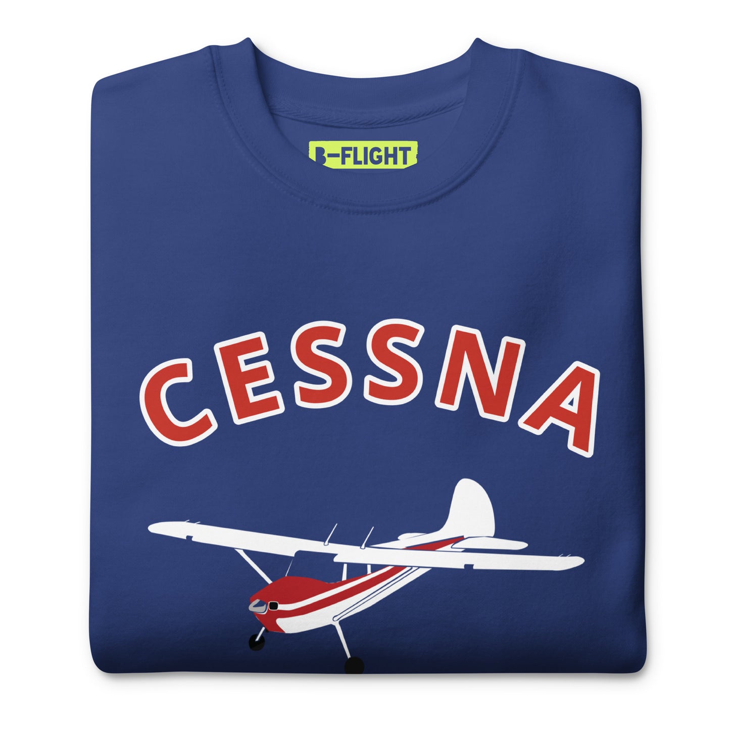 CESSNA 170 White-Red Printed Unisex Cozy Fleece Aviation Premium Sweatshirt