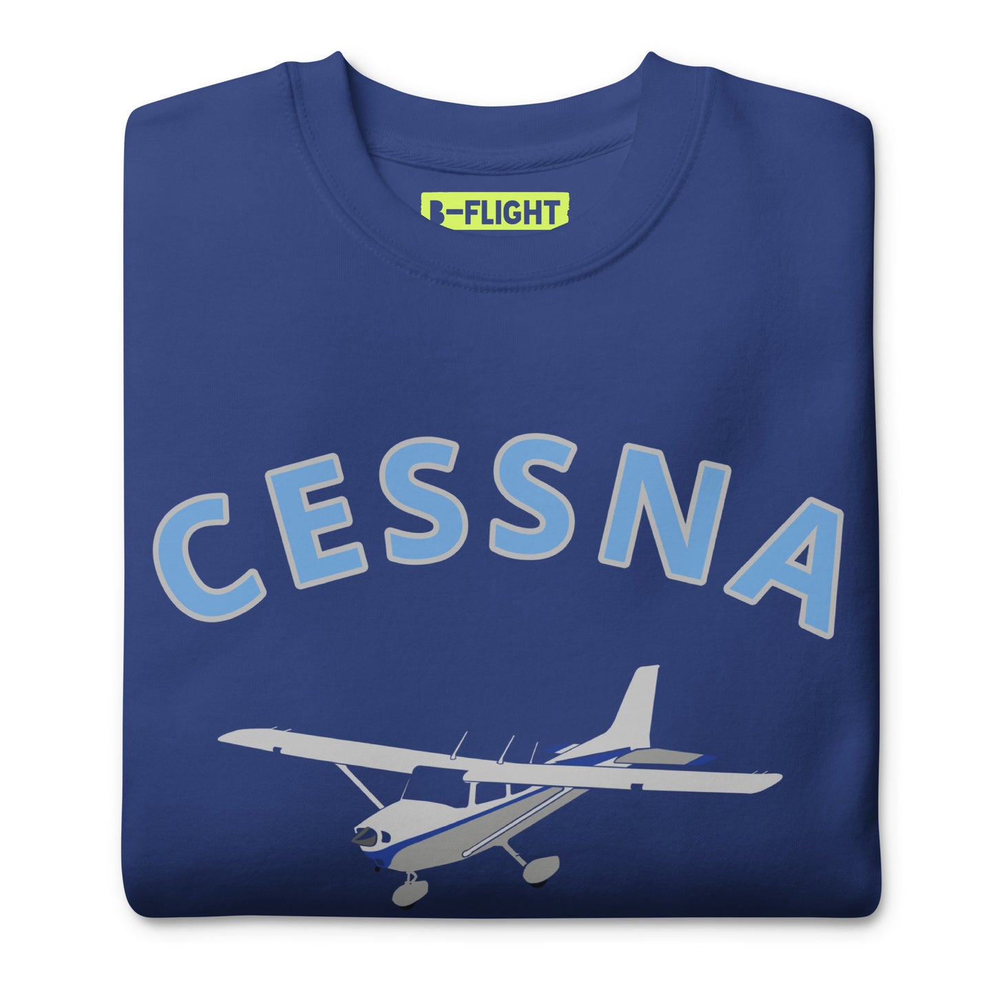 CESSNA 172 Skyhawk polished grey -blue  Printed Unisex Cozy Fleece Aviation Premium Sweatshirt