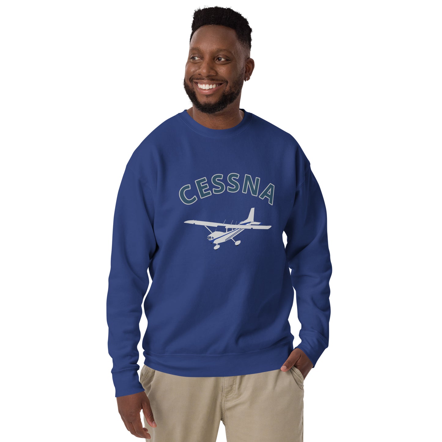 CESSNA 172 Skyhawk polished grey-blue  Printed Unisex Cozy Fleece Aviation Pullover