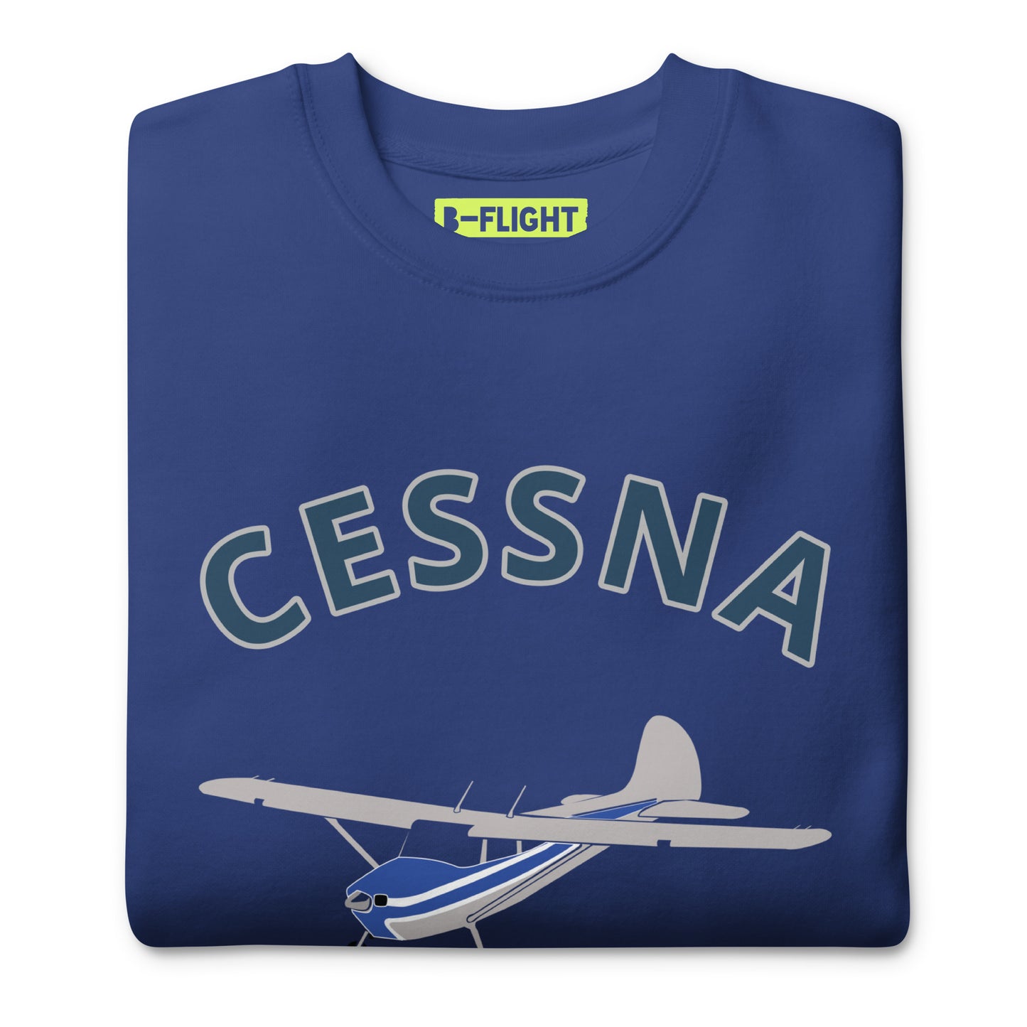 CESSNA 170 Polished grey -blue Printed Unisex Cozy Fleece Aviation Premium Sweatshirt.