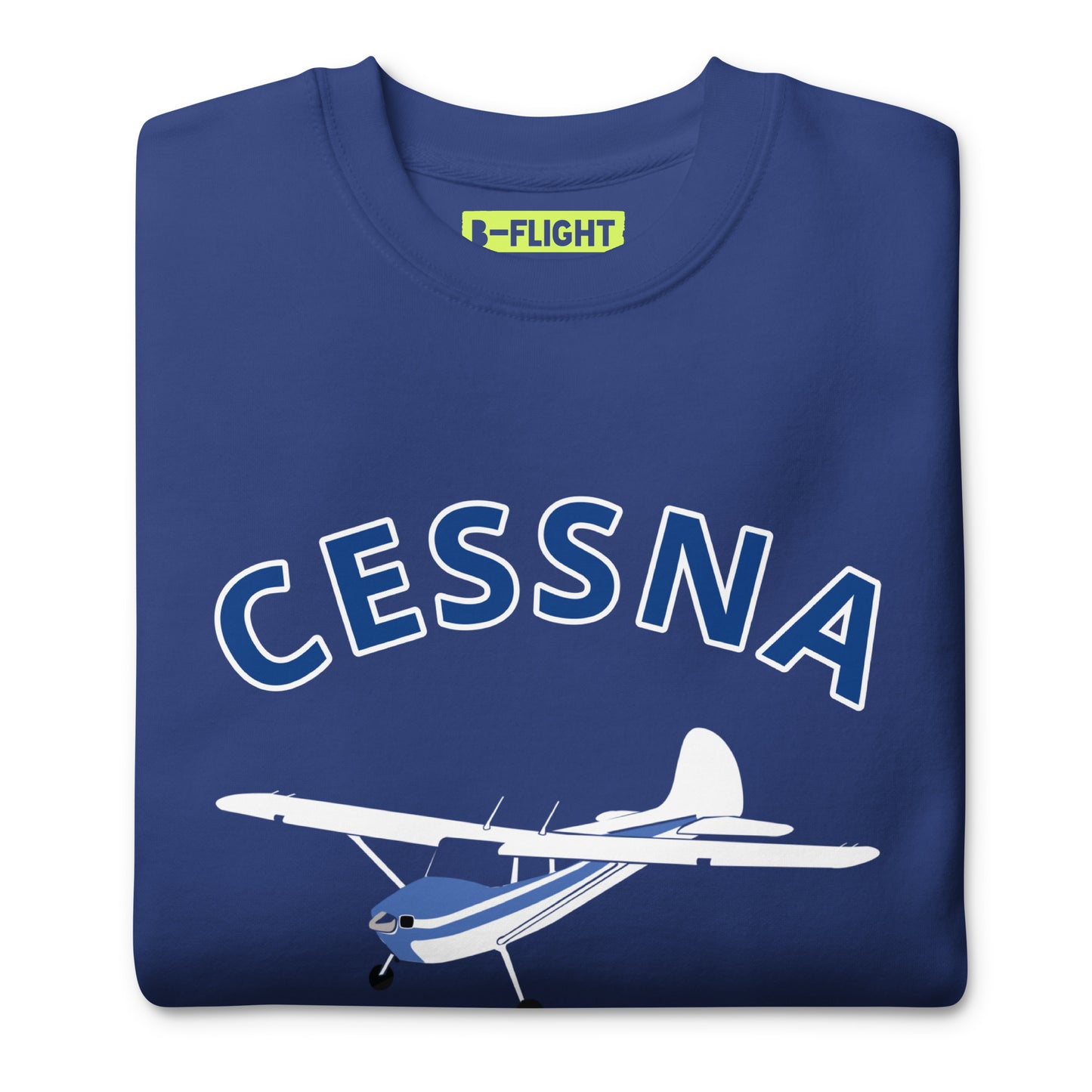 CESSNA 170 white -blue Printed Unisex Cozy Fleece Aviation Premium Sweatshirt