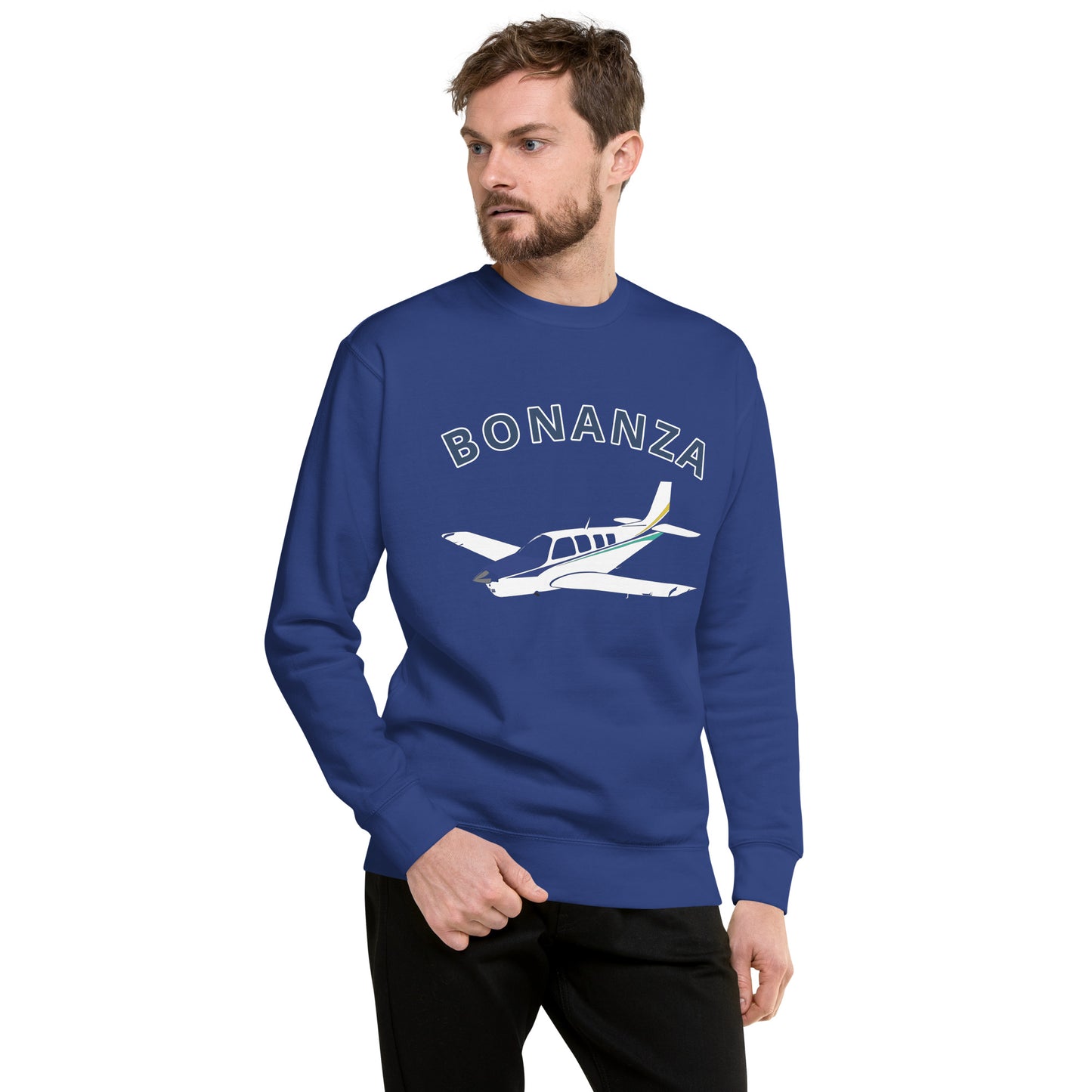 BONAZNA A36 Blue stripe Printed Unisex Cozy Fleece Aviation Premium Sweatshirt.