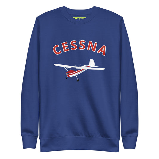CESSNA 140 White-Red Printed Unisex Cozy Fleece Aviation Premium Sweatshirt