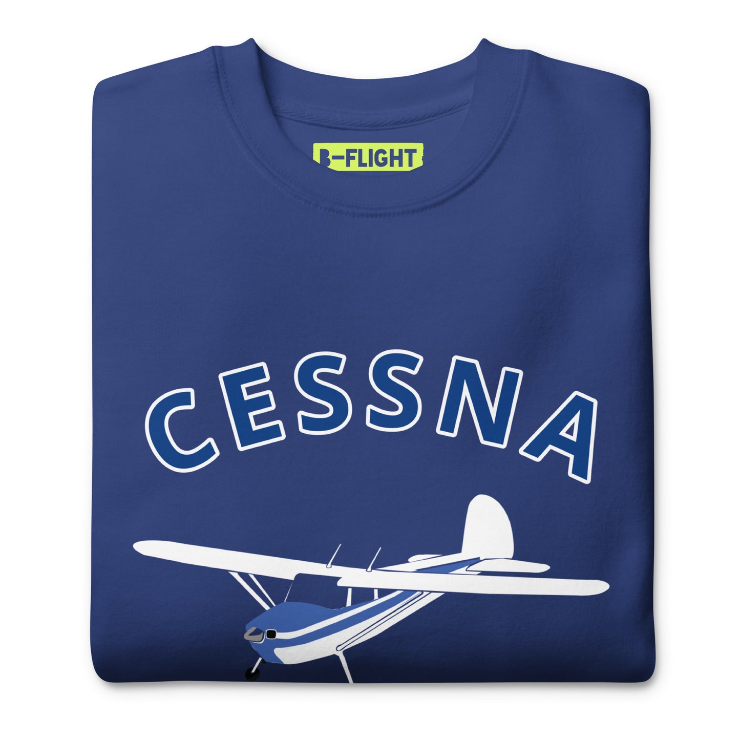 CESSNA 140 White-Blue Printed Unisex Cozy Fleece Aviation Premium Sweatshirt