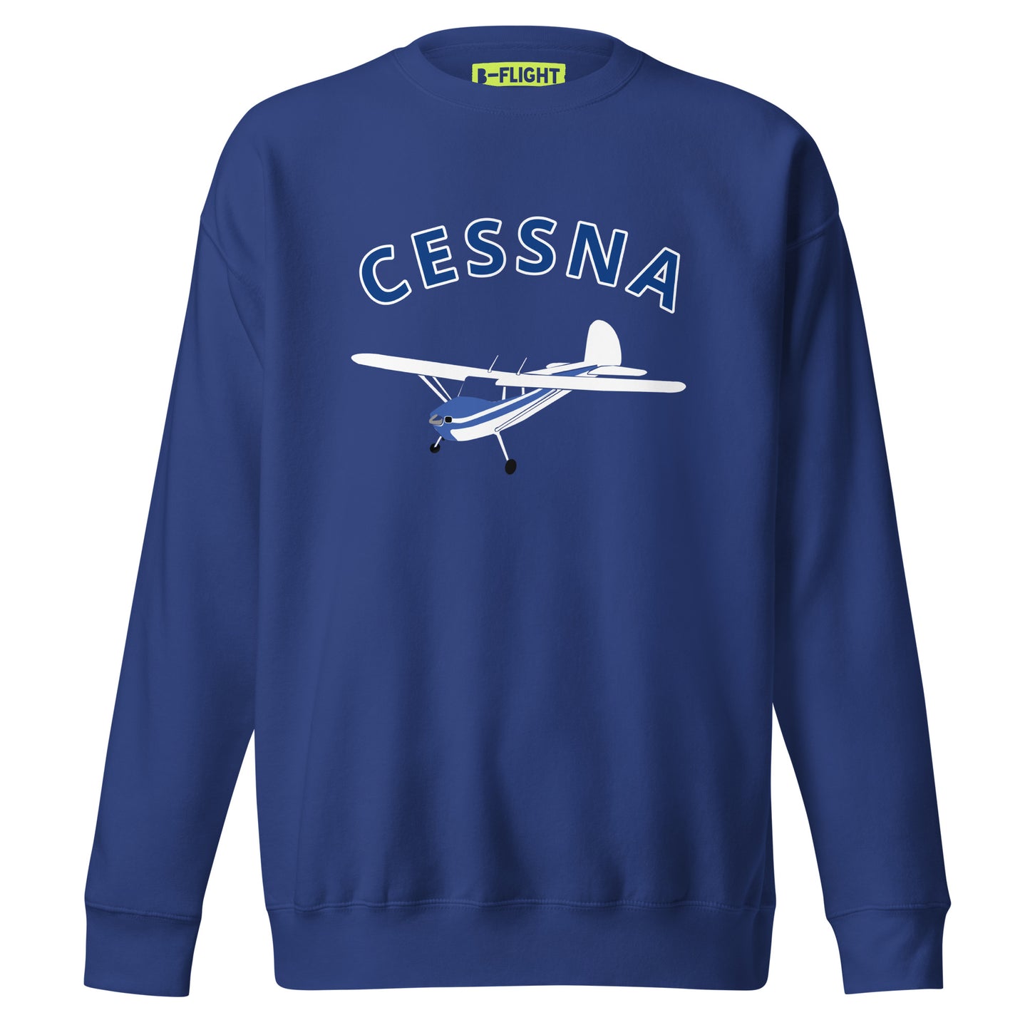 CESSNA 140 White-Blue Printed Unisex Cozy Fleece Aviation Premium Sweatshirt