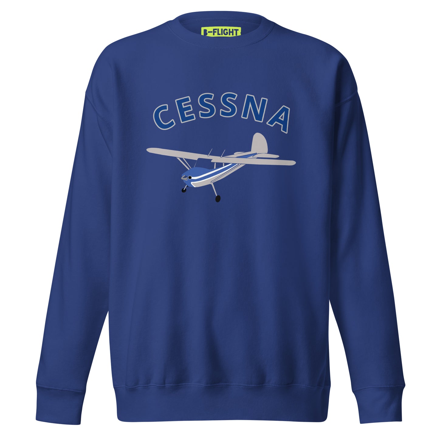 CESSNA 140 Polished grey -Blue Printed Unisex Cozy Fleece Aviation Premium Sweatshirt