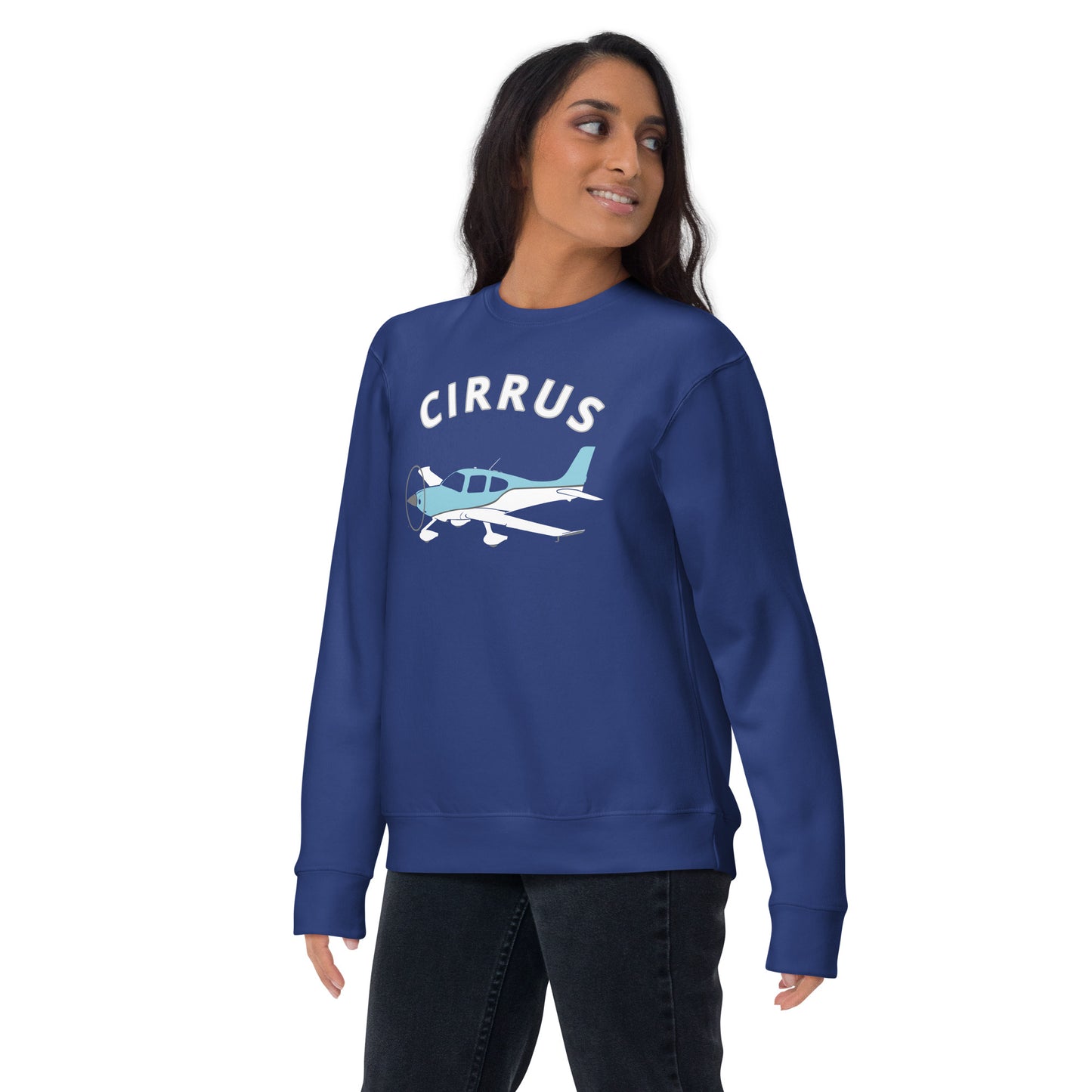 CIRRUS blue-white Printed Unisex Cozy Fleece Aviation Premium Sweatshirt