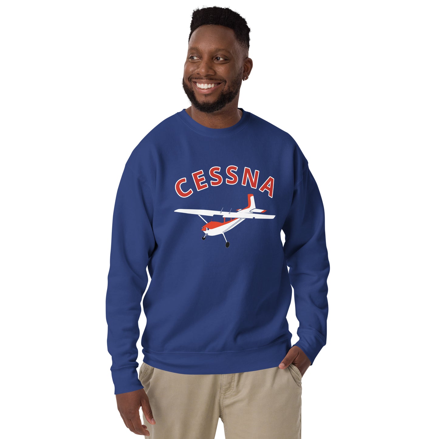 CESSNA 180 Skywagon Red-White  Printed Unisex Cozy Fleece Aviation Premium Sweatshirt