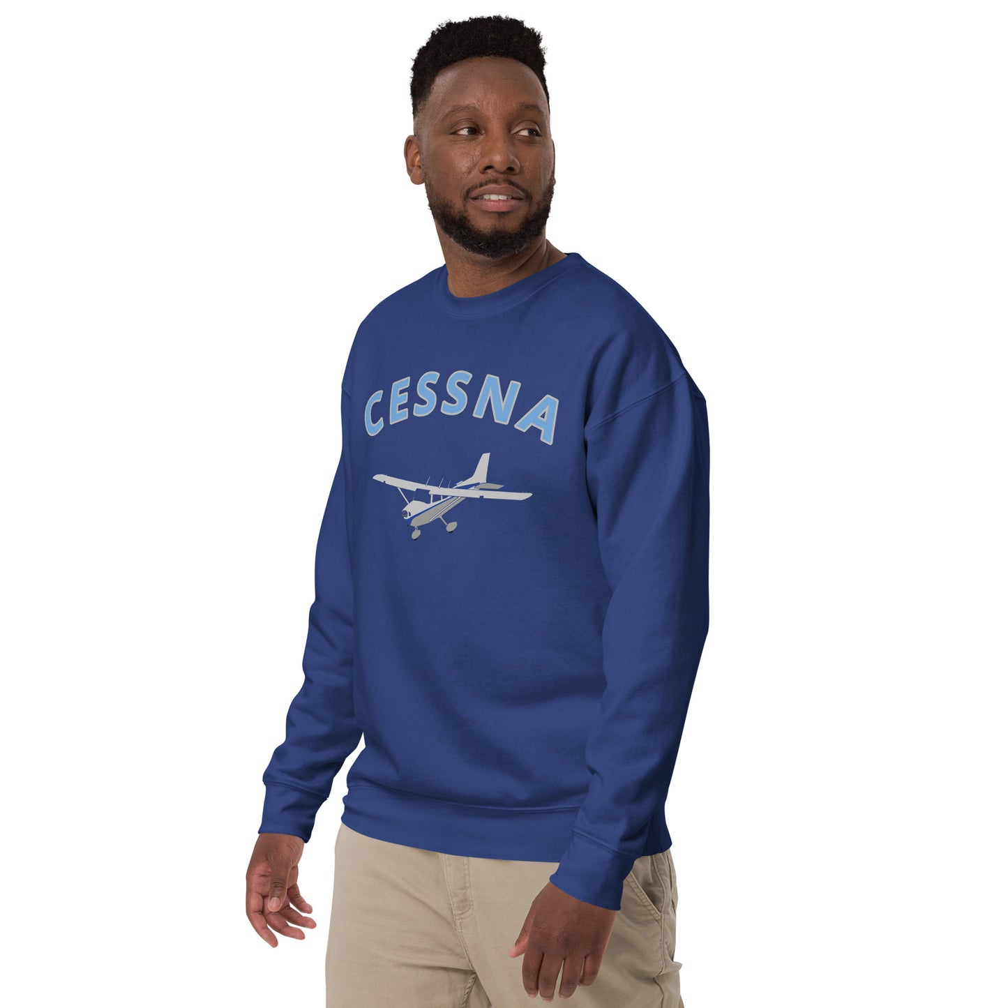 CESSNA 172 Skyhawk polished grey -blue  Printed Unisex Cozy Fleece Aviation Premium Sweatshirt