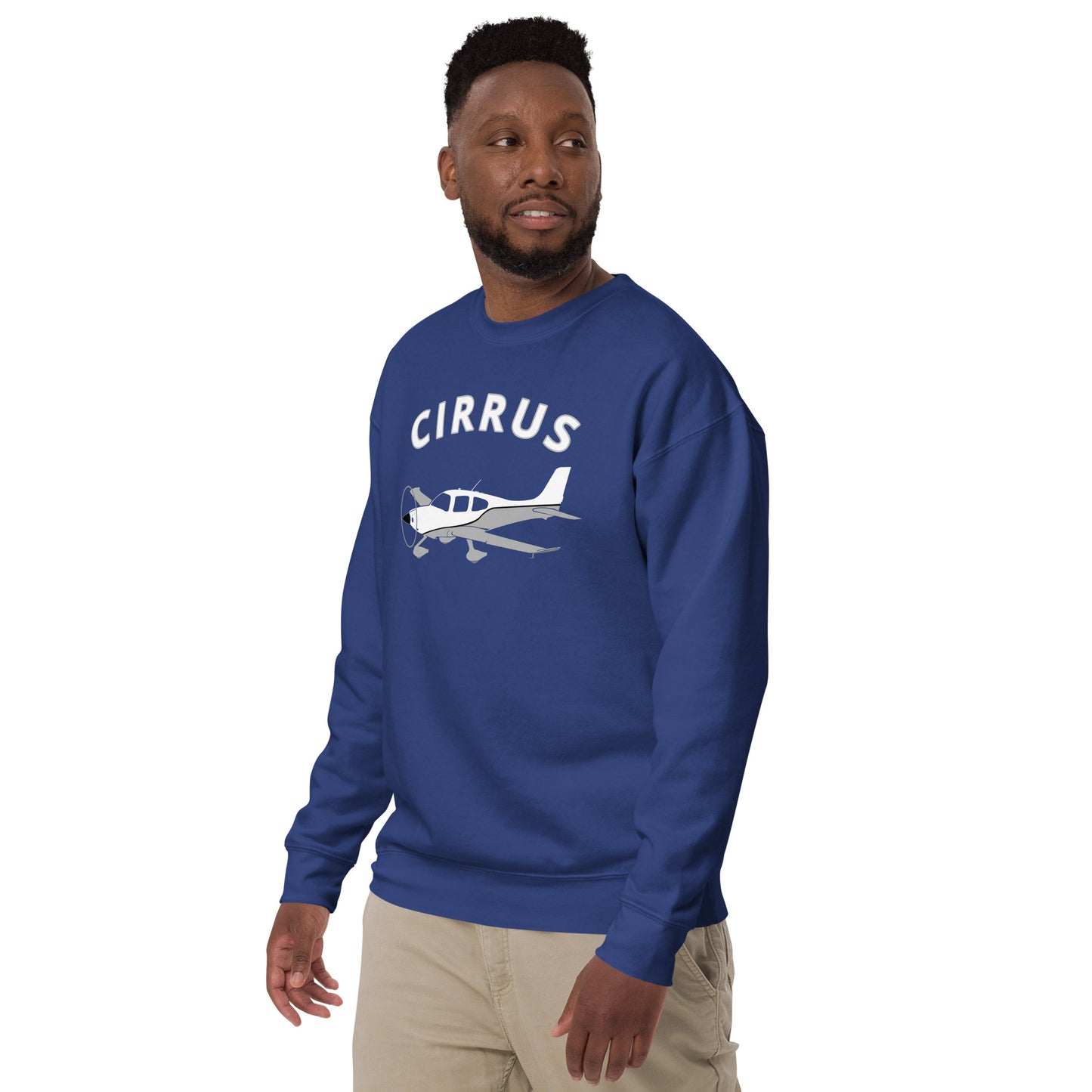 CIRRUS white-grey Printed Unisex Cozy Fleece Aviation Premium Sweatshirt