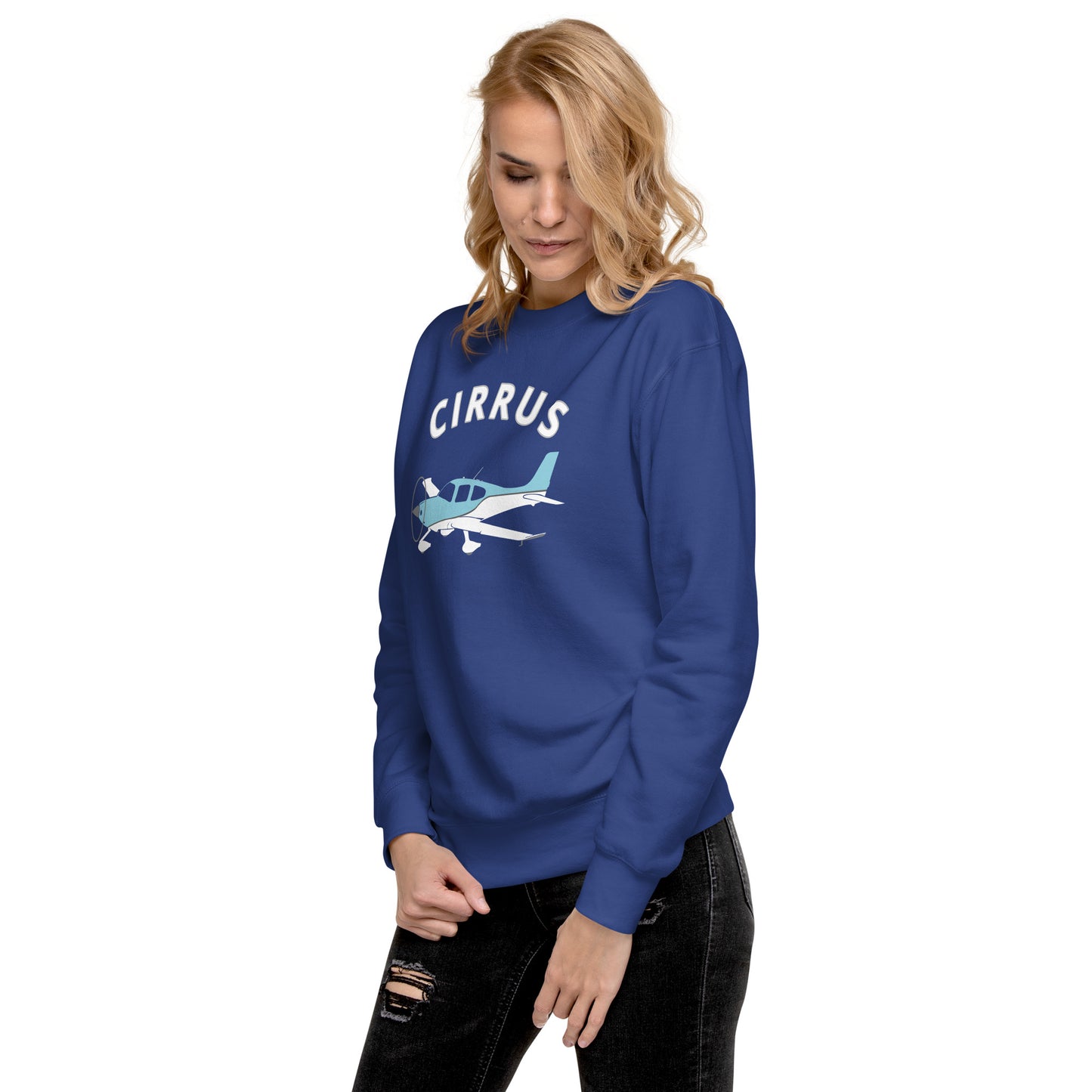 CIRRUS blue-white Printed Unisex Cozy Fleece Aviation Premium Sweatshirt