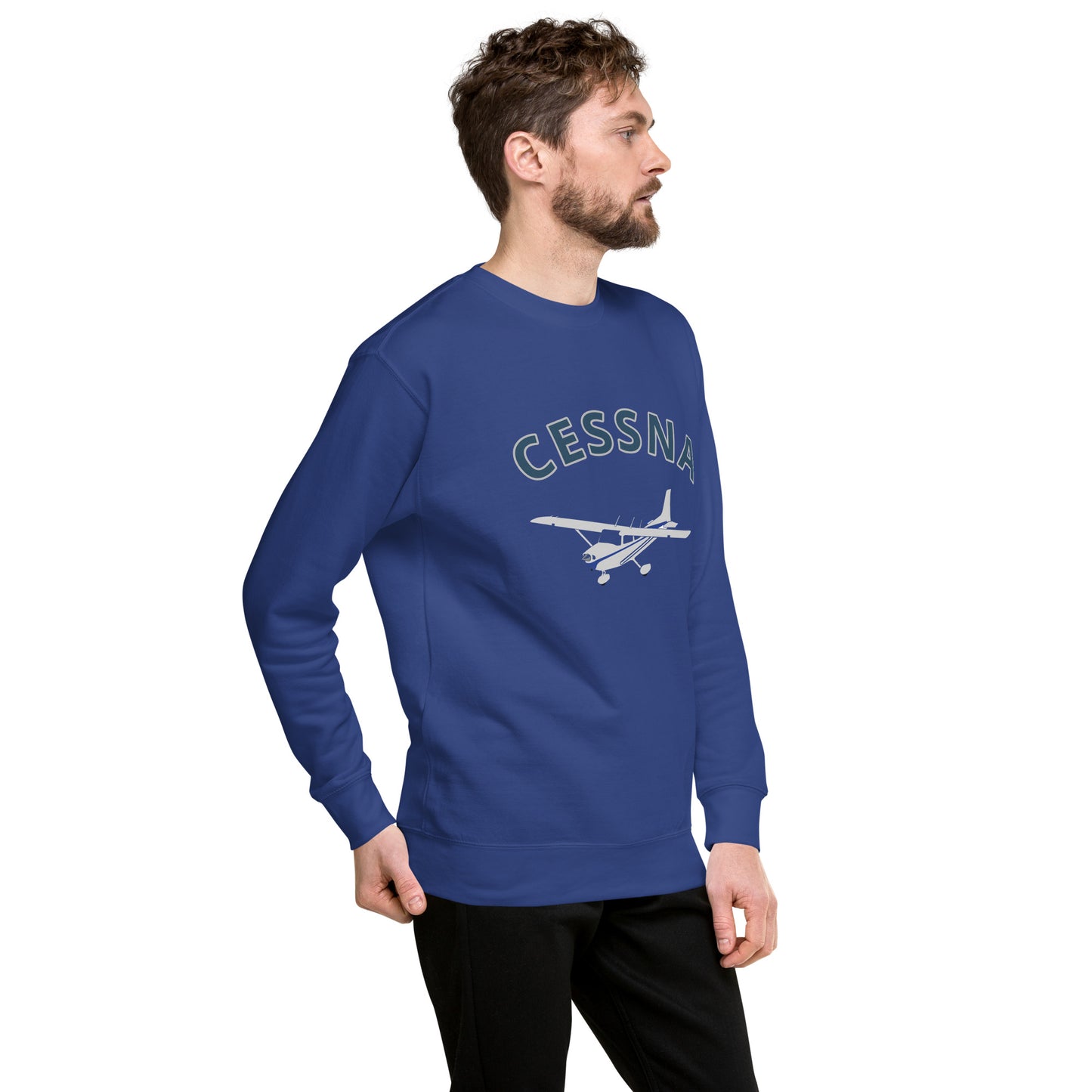 CESSNA 172 Skyhawk polished grey-blue  Printed Unisex Cozy Fleece Aviation Pullover