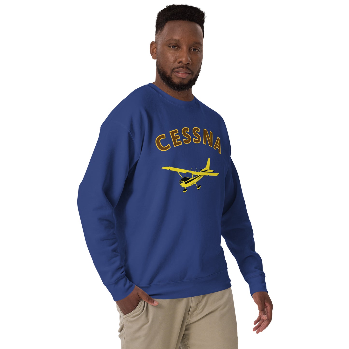 CESSNA 172 Skyhawk retro yellow  Printed Unisex Cozy Fleece Aviation Pullover