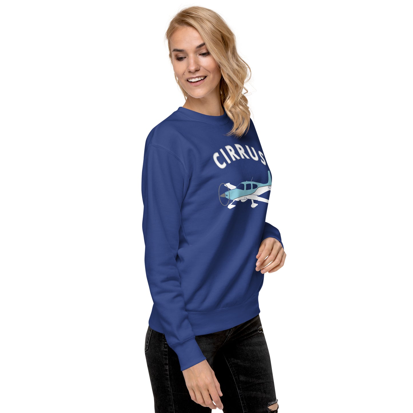 CIRRUS blue-white Printed Unisex Cozy Fleece Aviation Premium Sweatshirt