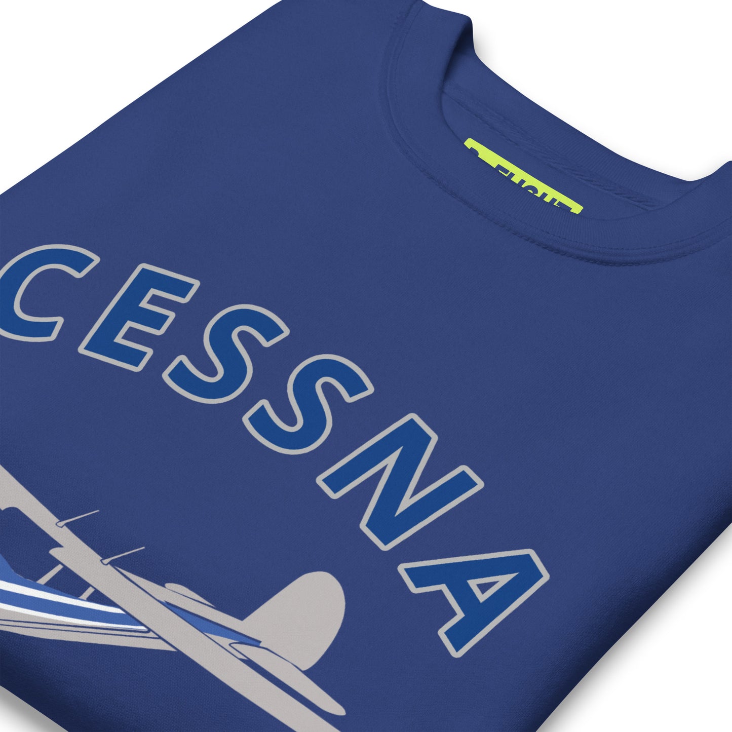 CESSNA 140 Polished grey -Blue Printed Unisex Cozy Fleece Aviation Premium Sweatshirt