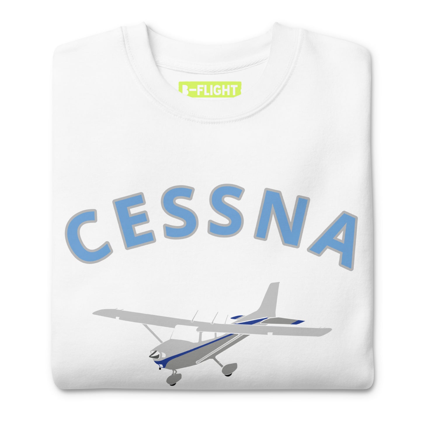 CESSNA 172 Skyhawk polished grey -blue  Printed Unisex Cozy Fleece Aviation Premium Sweatshirt