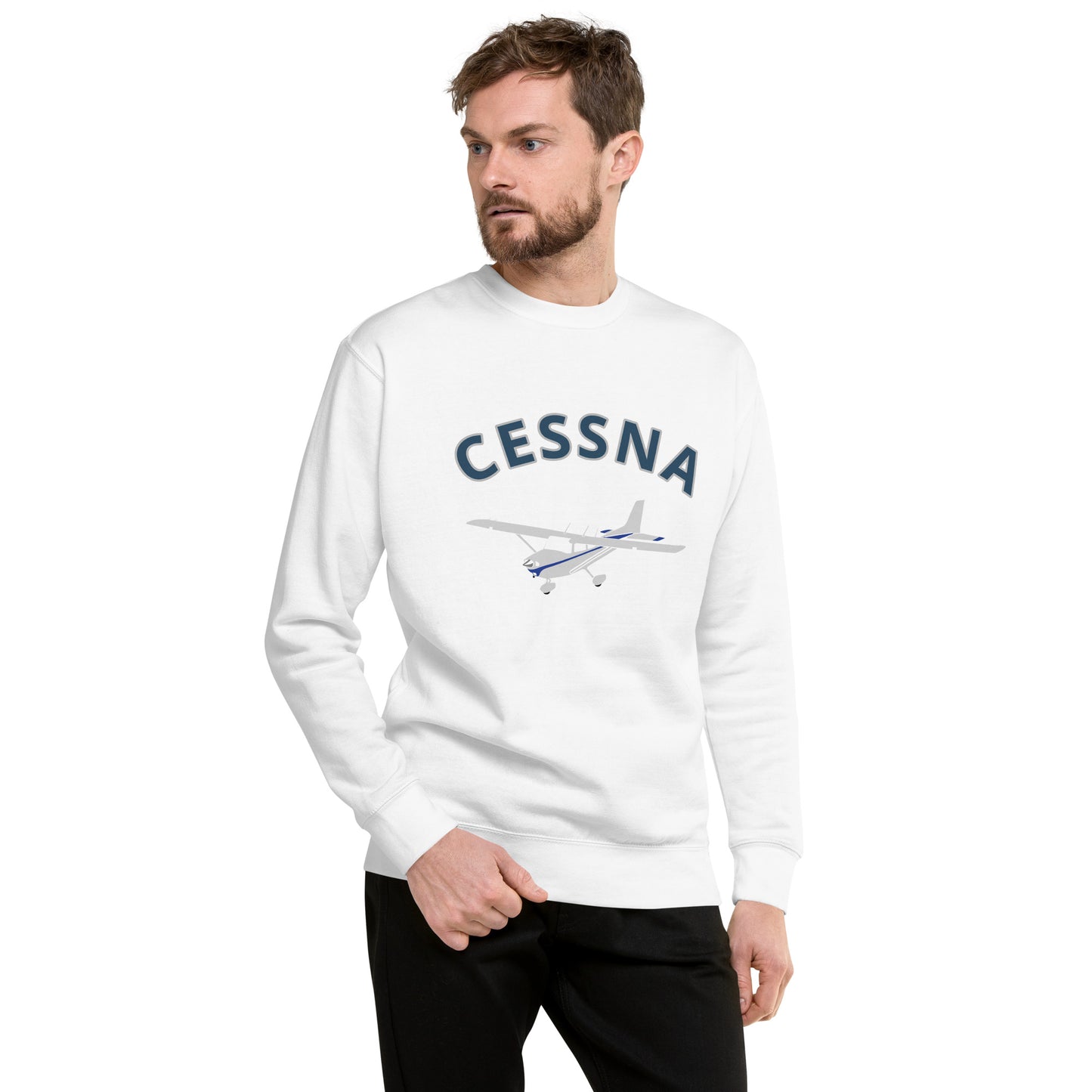 CESSNA 172 Skyhawk polished grey-blue  Printed Unisex Cozy Fleece Aviation Pullover