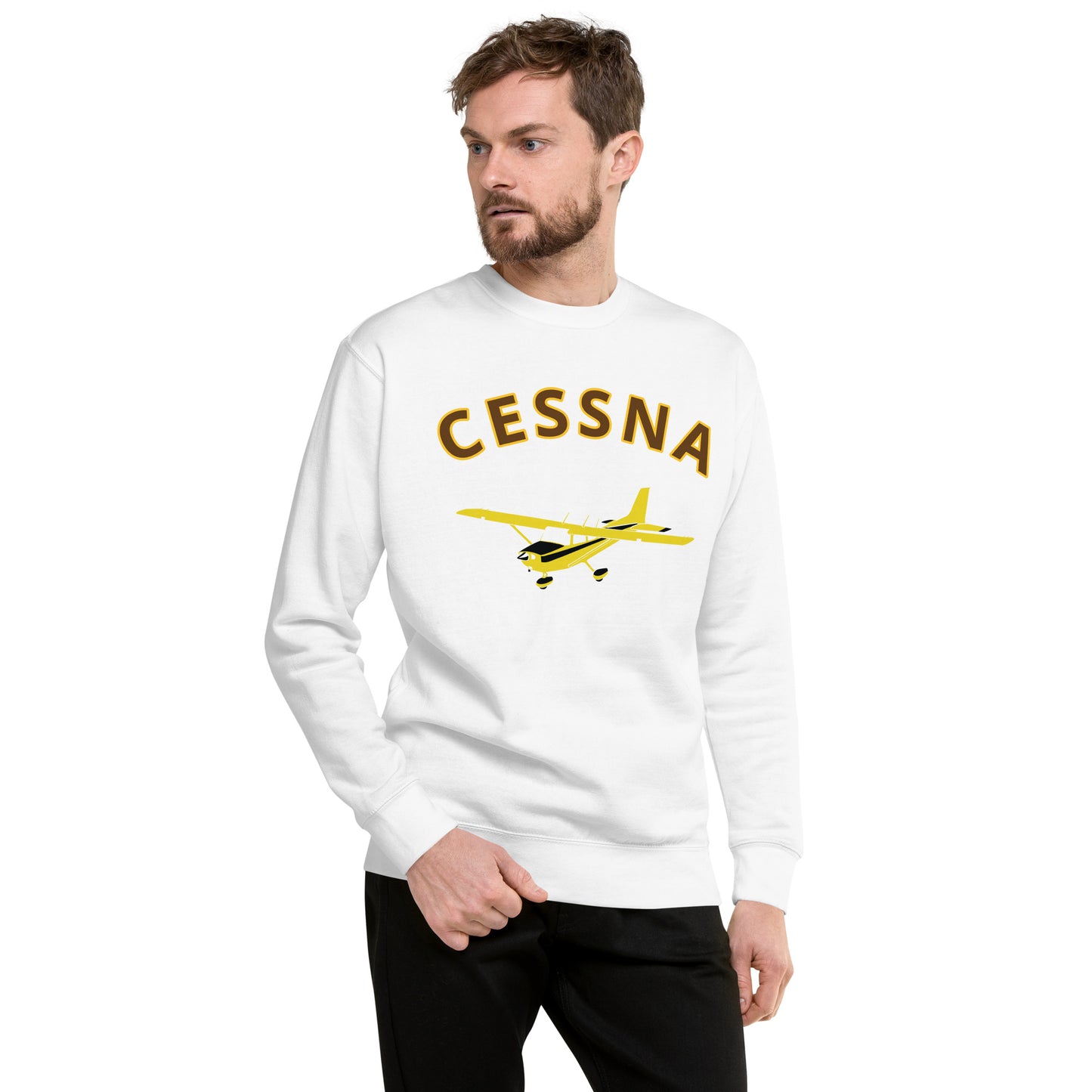 CESSNA 172 Skyhawk retro yellow  Printed Unisex Cozy Fleece Aviation Pullover