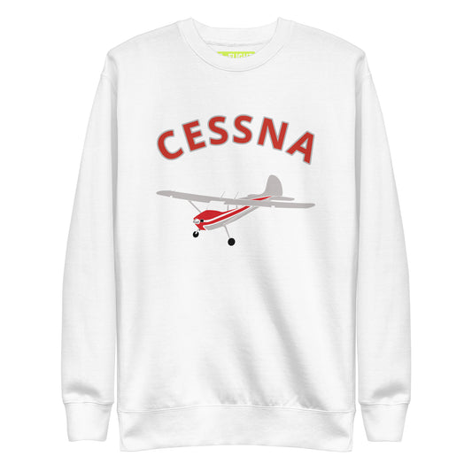CESSNA 170 Polished grey -red Printed Unisex Cozy Fleece Aviation Premium Sweatshirt.