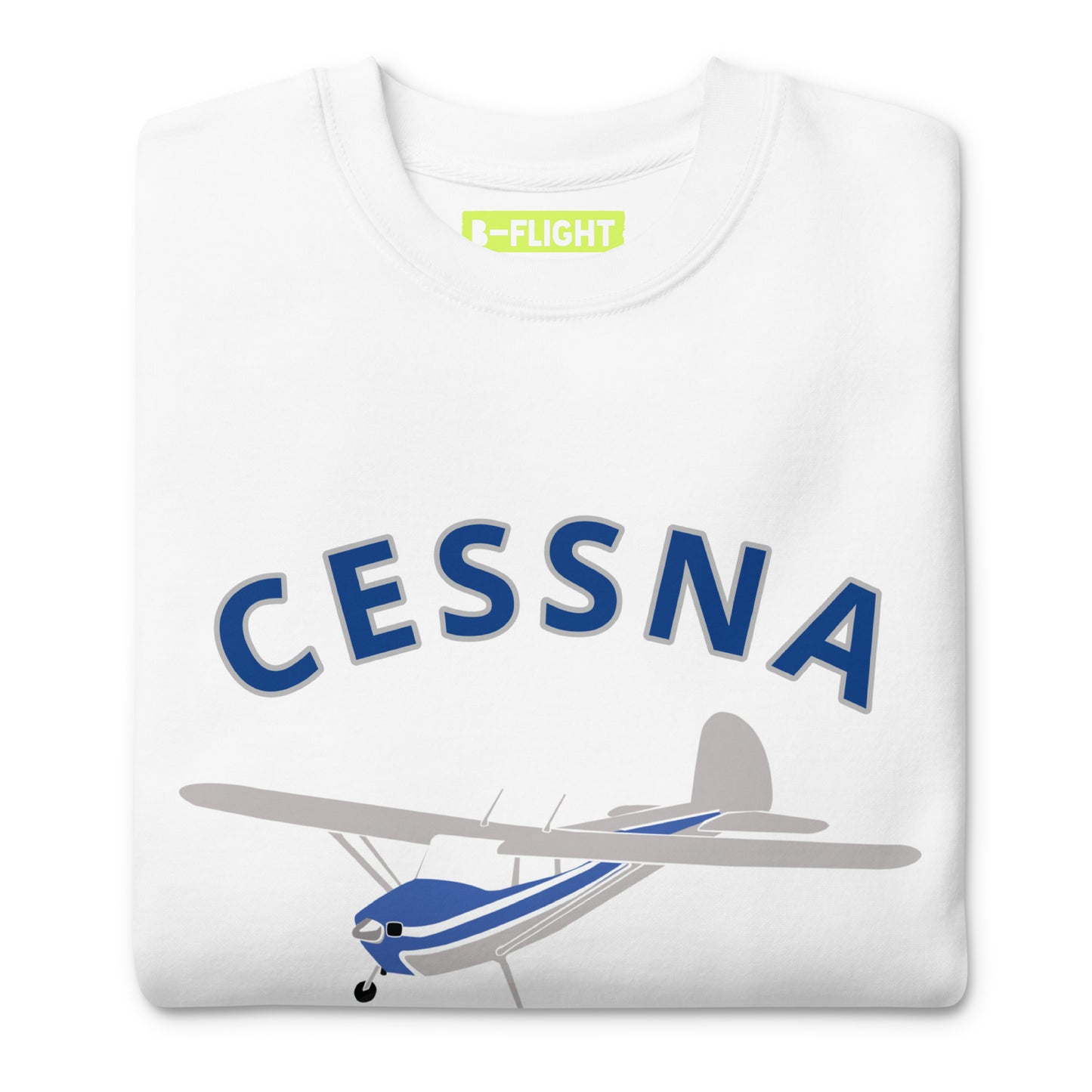 CESSNA 140 Polished grey -Blue Printed Unisex Cozy Fleece Aviation Premium Sweatshirt