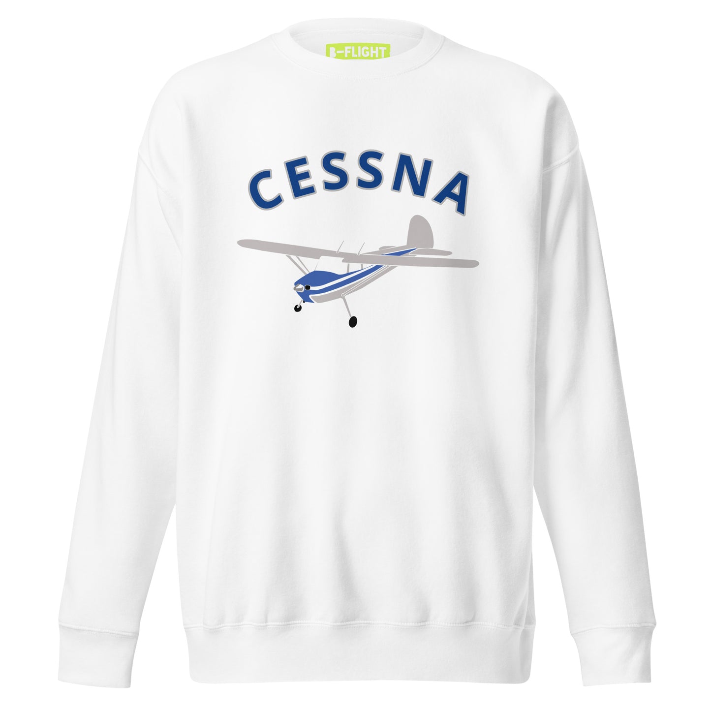 CESSNA 140 Polished grey -Blue Printed Unisex Cozy Fleece Aviation Premium Sweatshirt