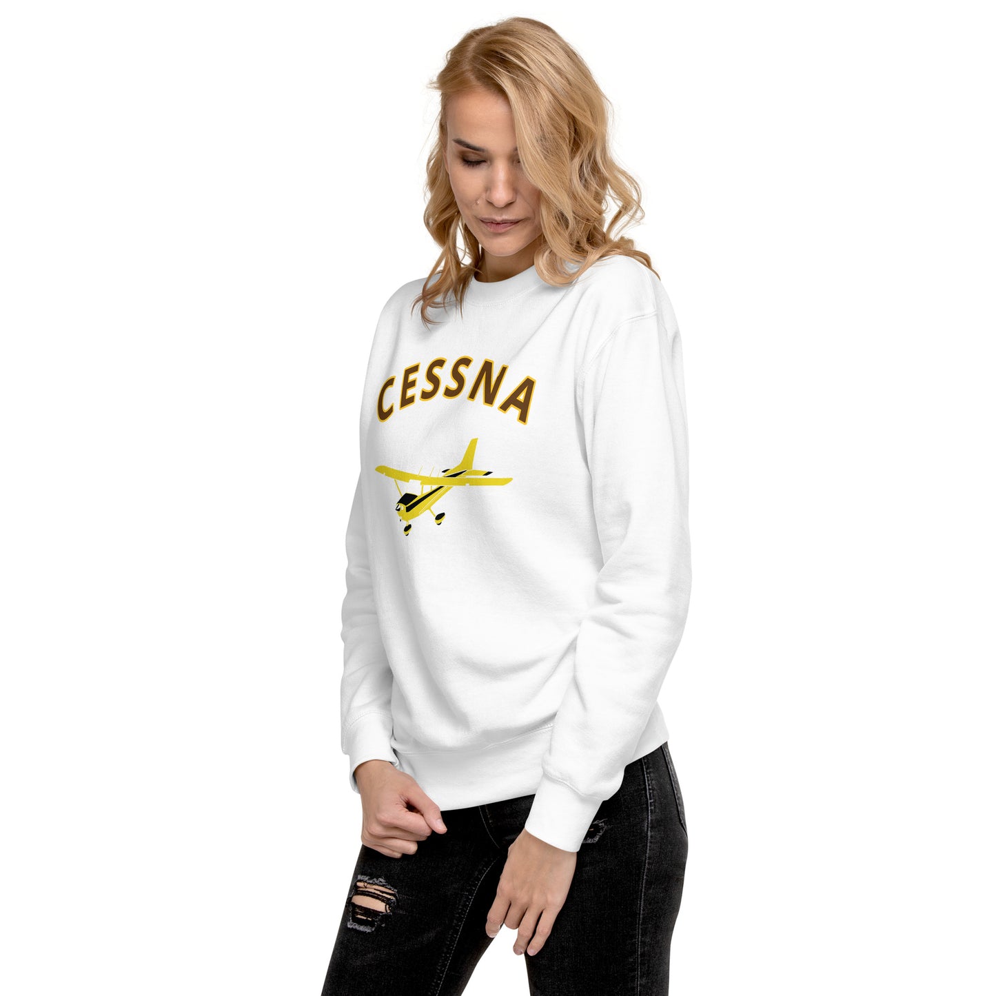 CESSNA 172 Skyhawk retro yellow  Printed Unisex Cozy Fleece Aviation Pullover