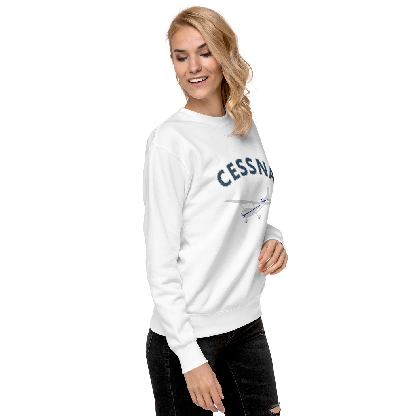 CESSNA 172 Skyhawk polished grey-blue  Printed Unisex Cozy Fleece Aviation Pullover