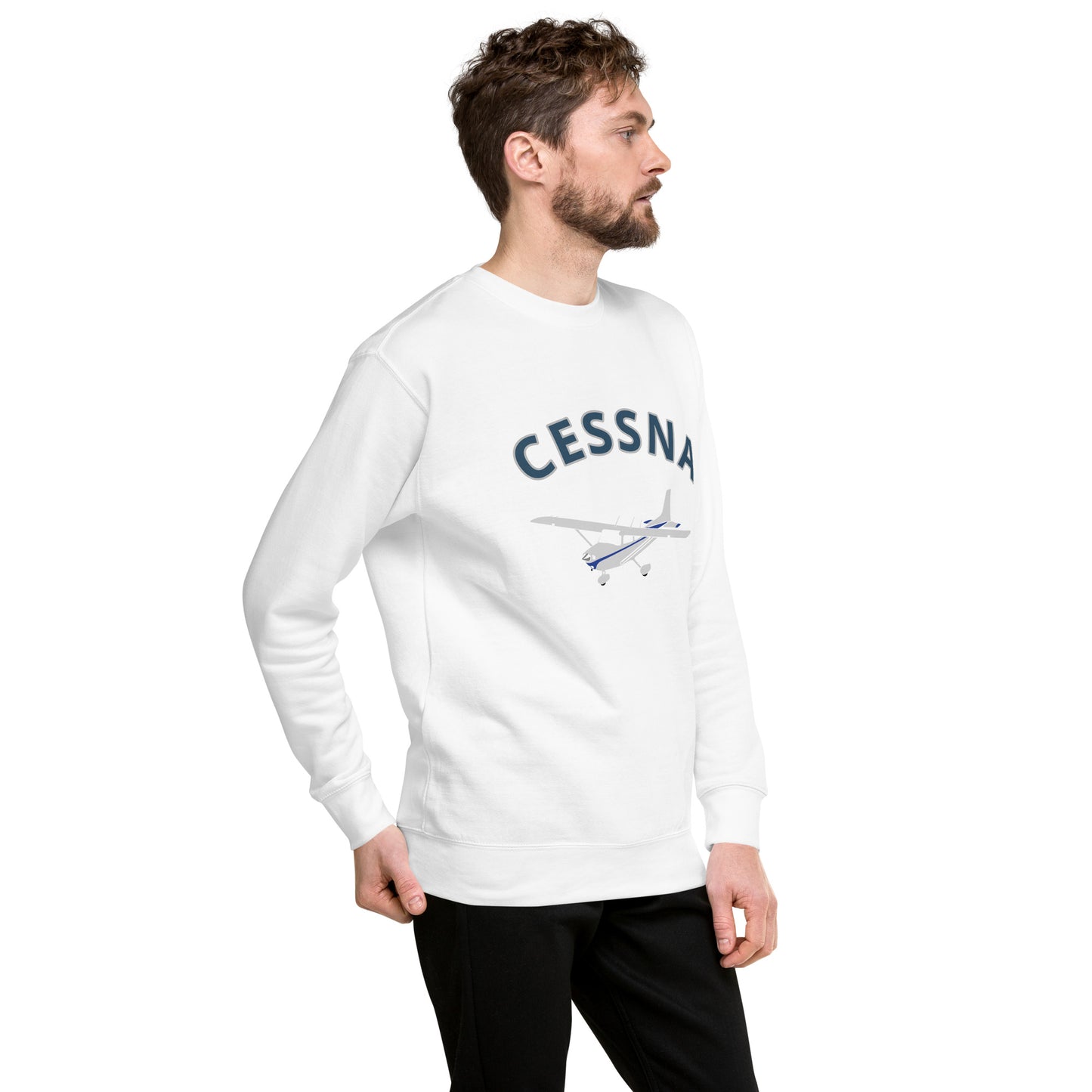 CESSNA 172 Skyhawk polished grey-blue  Printed Unisex Cozy Fleece Aviation Pullover