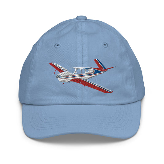 V-TAIL BONANZA  tricolor 2 CUSTOM N Number embroidered Aviation Youth baseball cap - Minimum 3 order.