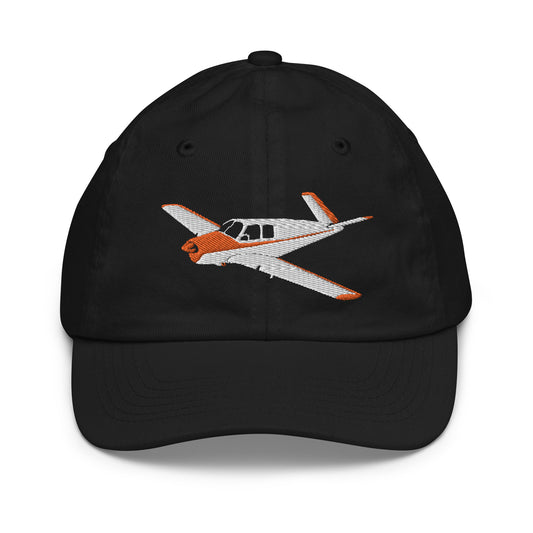 V-TAIL BONANZA  white-red CUSTOM N Number embroidered Aviation Youth baseball cap - Minimum 3 order