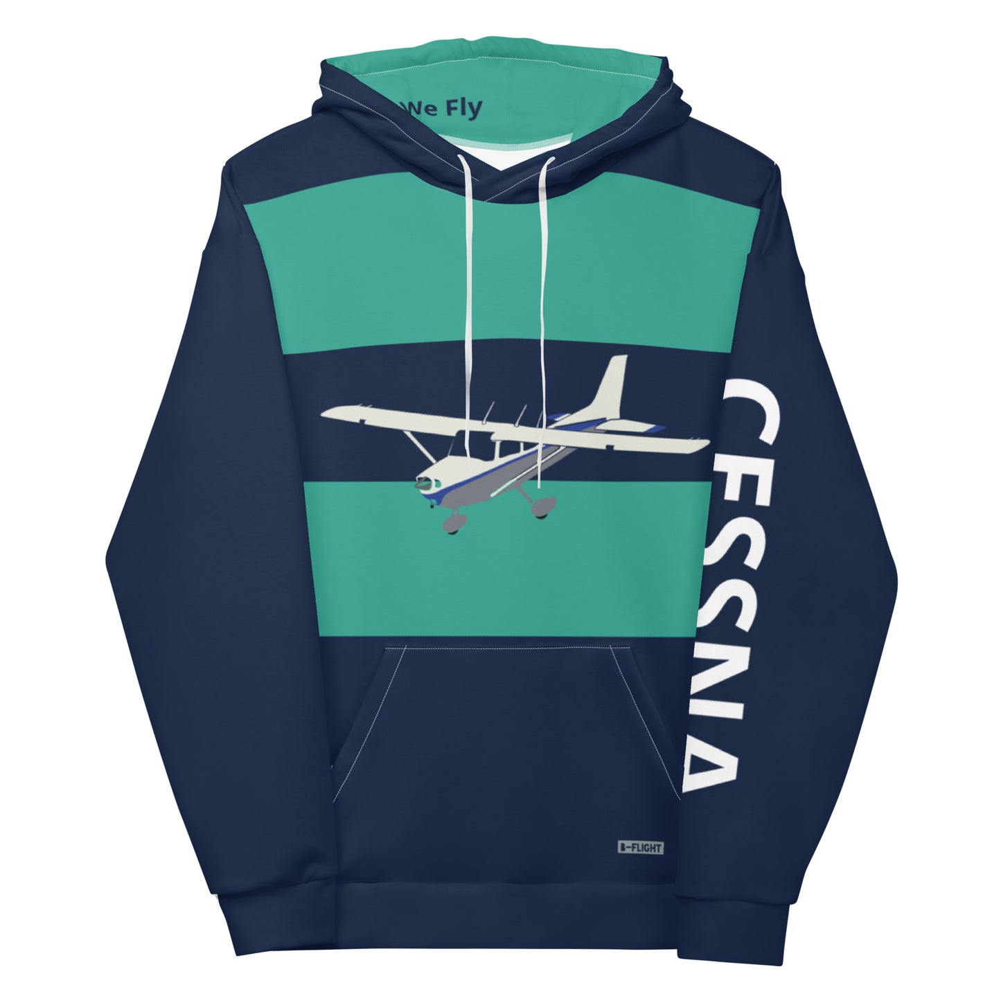 CESSNA 172 Skyhawk Navy and Green Rugby Stripe Aviation Recycled Fleece Hoodie