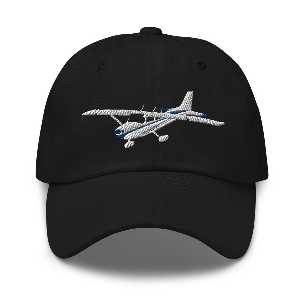 CESSNA 172 Skyhawk White-Blue Embroidered Chino cotton twill Aviation Hat with adjustable buckle back