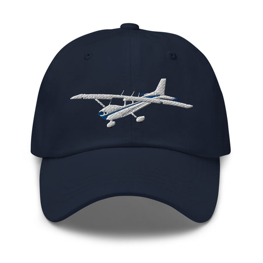 CESSNA 172 Skyhawk White-Blue Embroidered Chino cotton twill Aviation Hat with adjustable buckle back