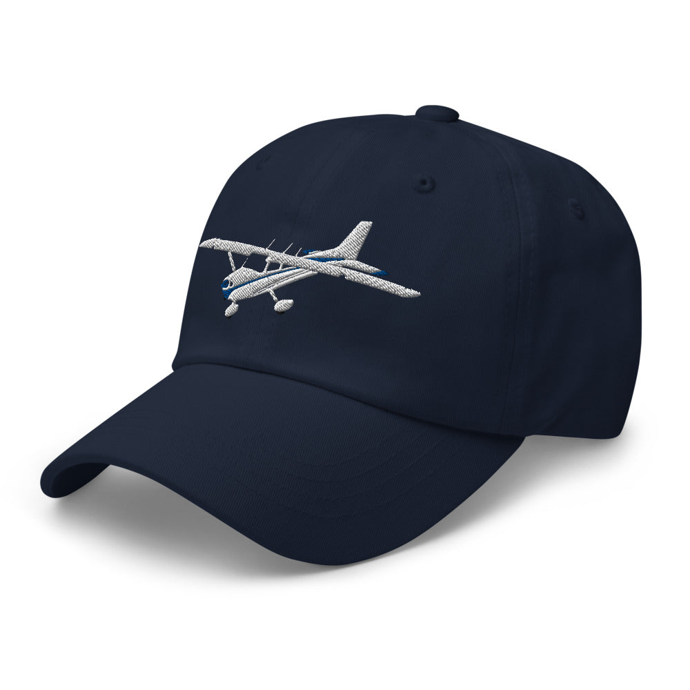 CESSNA 172 Skyhawk White-Blue Embroidered Chino cotton twill Aviation Hat with adjustable buckle back