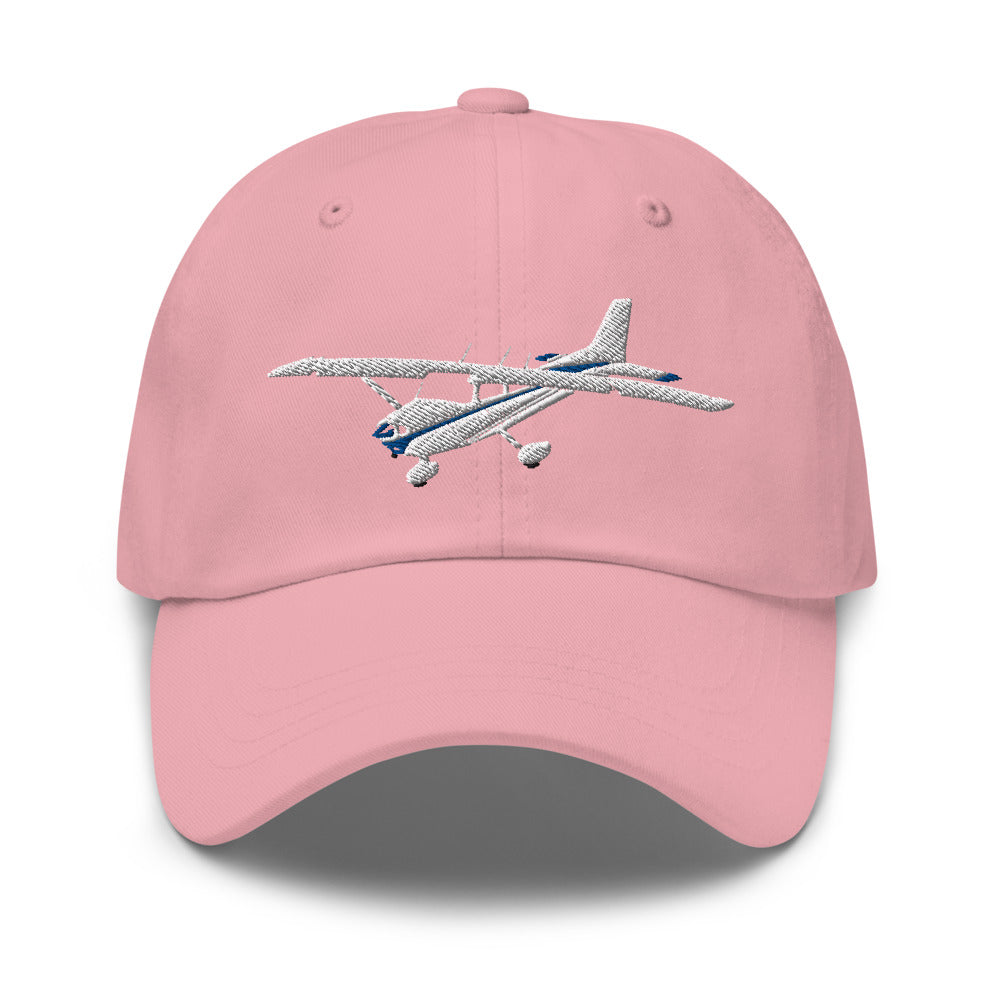 CESSNA 172 Skyhawk White-Blue Embroidered Chino cotton twill Aviation Hat with adjustable buckle back