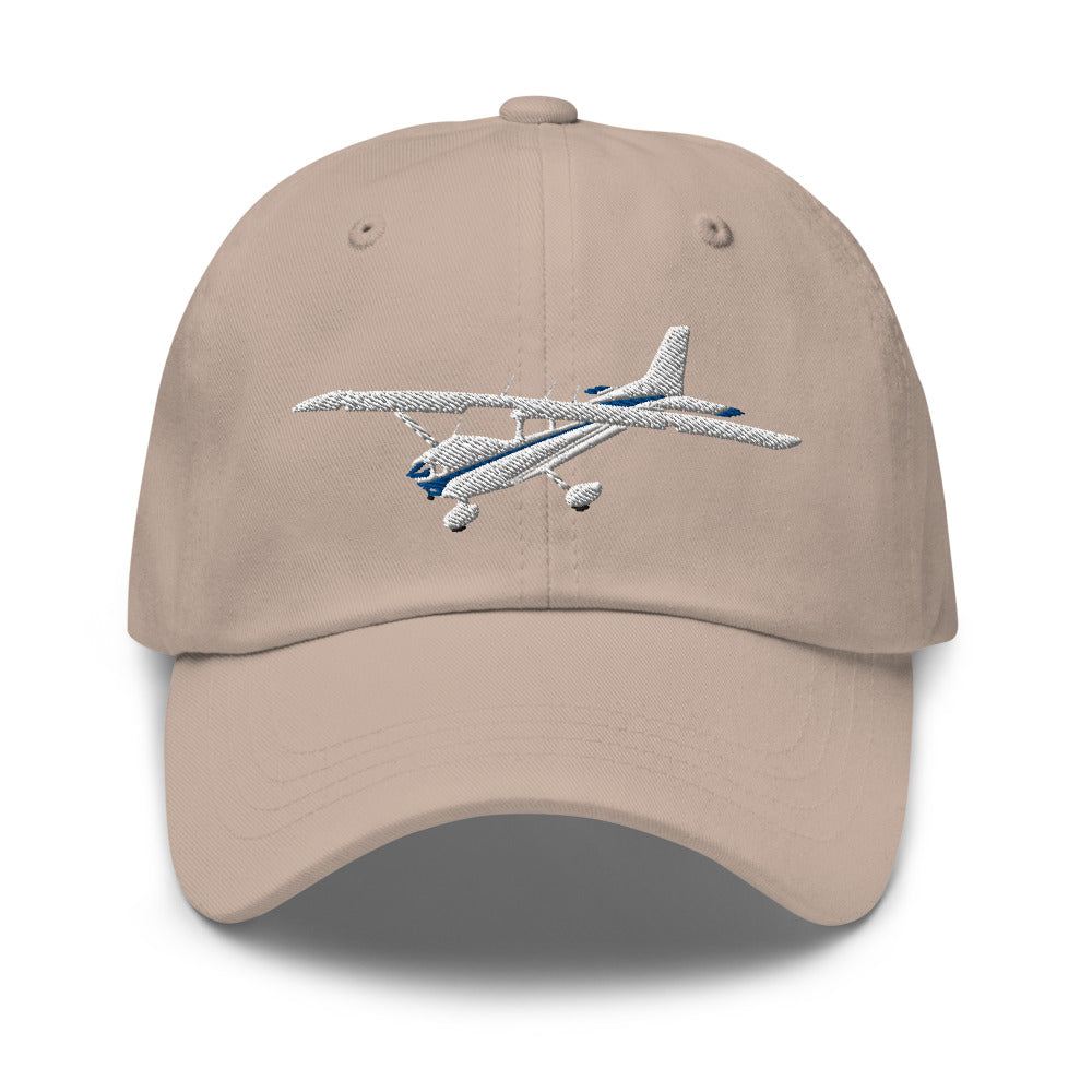 CESSNA 172 Skyhawk White-Blue Embroidered Chino cotton twill Aviation Hat with adjustable buckle back