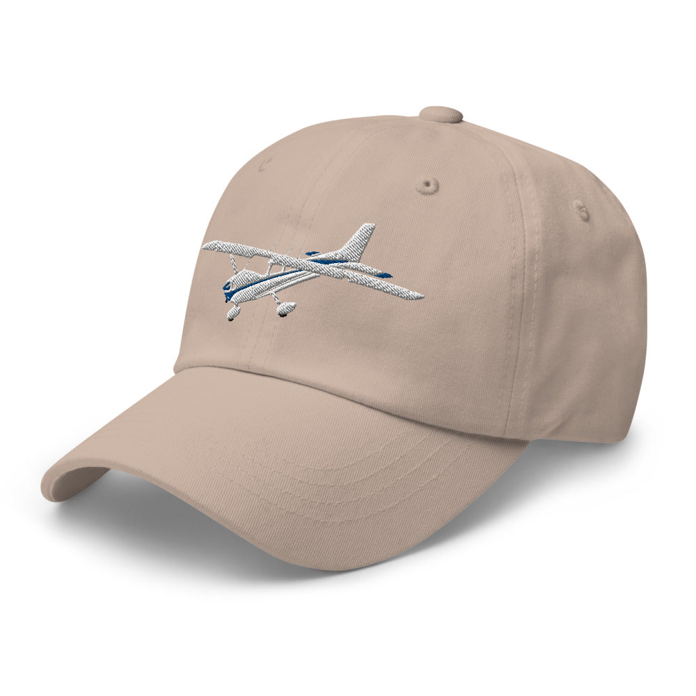 CESSNA 172 Skyhawk White-Blue Embroidered Chino cotton twill Aviation Hat with adjustable buckle back