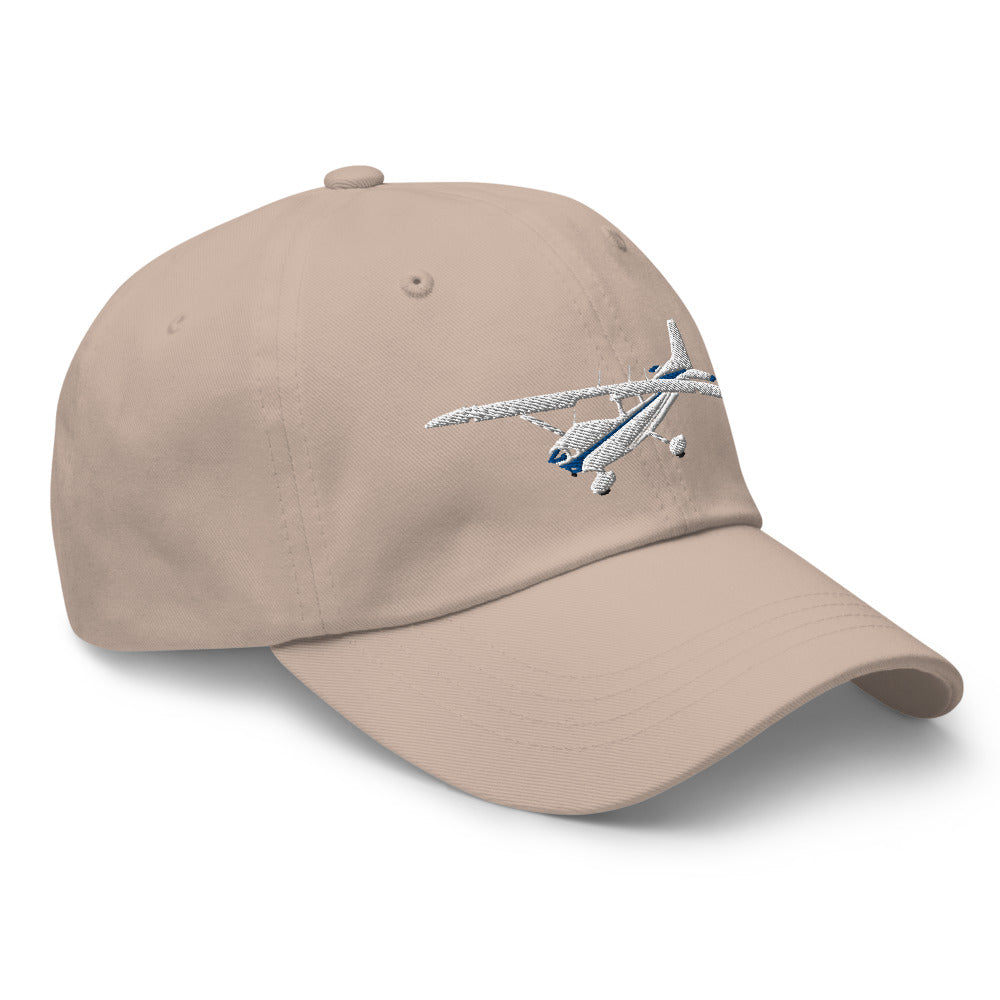 CESSNA 172 Skyhawk White-Blue Embroidered Chino cotton twill Aviation Hat with adjustable buckle back