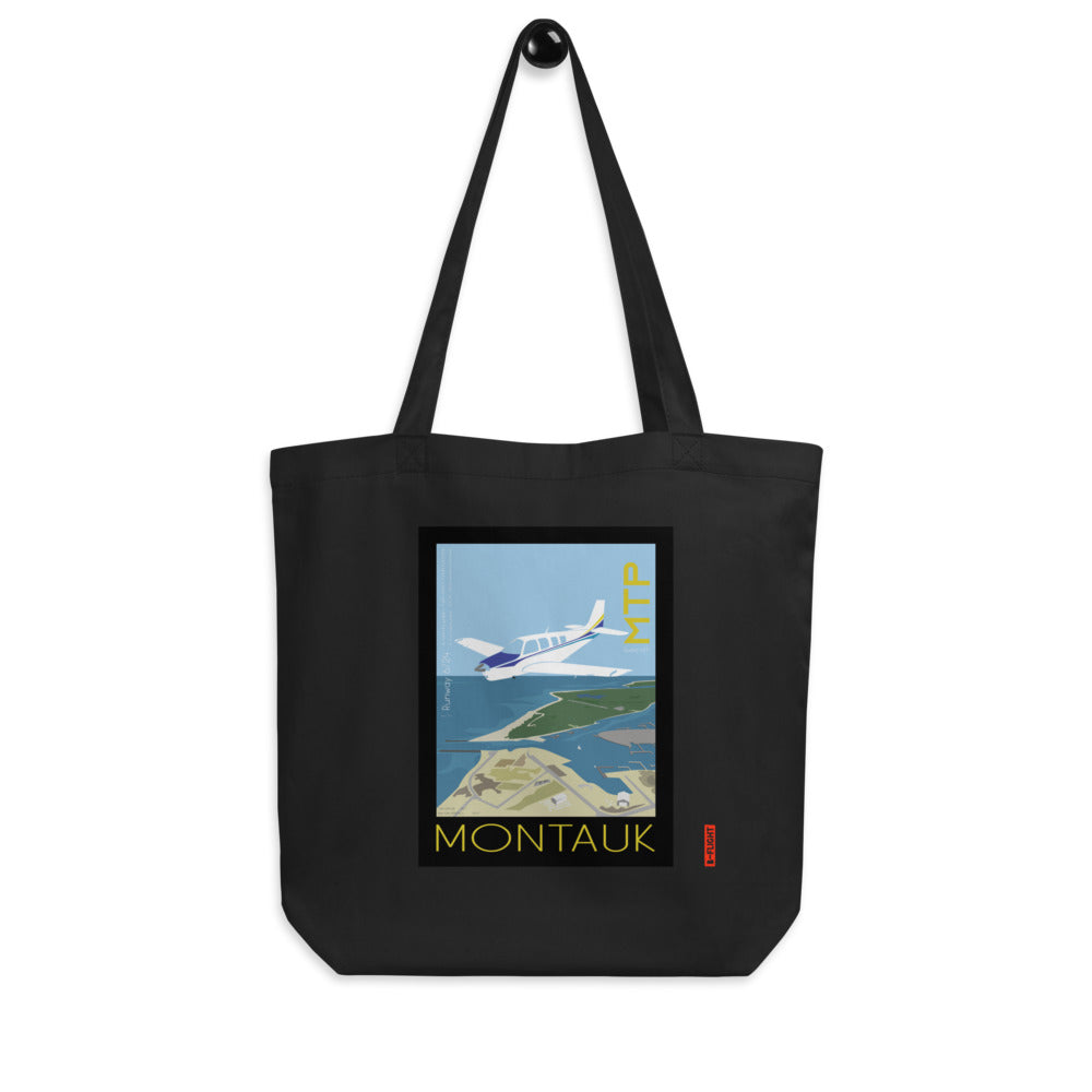 Montauk Airport, NY R Vintage Aviation style Eco Tote Bag - BONANZA A36