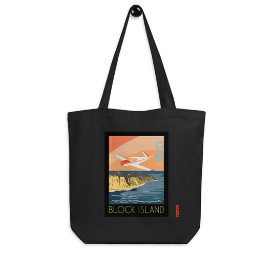 Block Island Airport, RI  Vintage Aviation style Eco Tote Bag - BONANZA V-TAIL