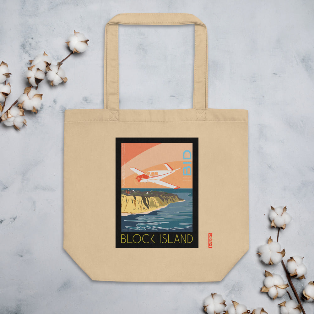 Block Island Airport, RI  Vintage Aviation style Eco Tote Bag - BONANZA V-TAIL