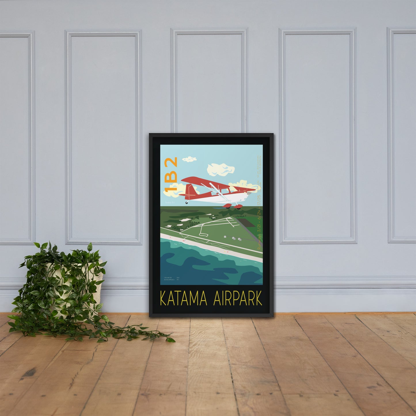 Framed poster 36x24 inch- Katama Airpark- Martha's Vineyard CITABRIA Vintage Style Retro Graphic