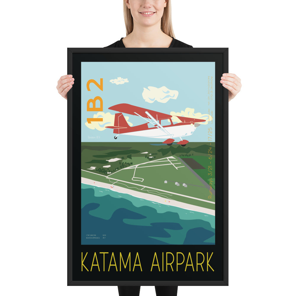 Framed poster 36x24 inch- Katama Airpark- Martha's Vineyard CITABRIA Vintage Style Retro Graphic