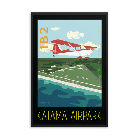 Framed poster 36x24 inch- Katama Airpark- Martha's Vineyard CITABRIA Vintage Style Retro Graphic